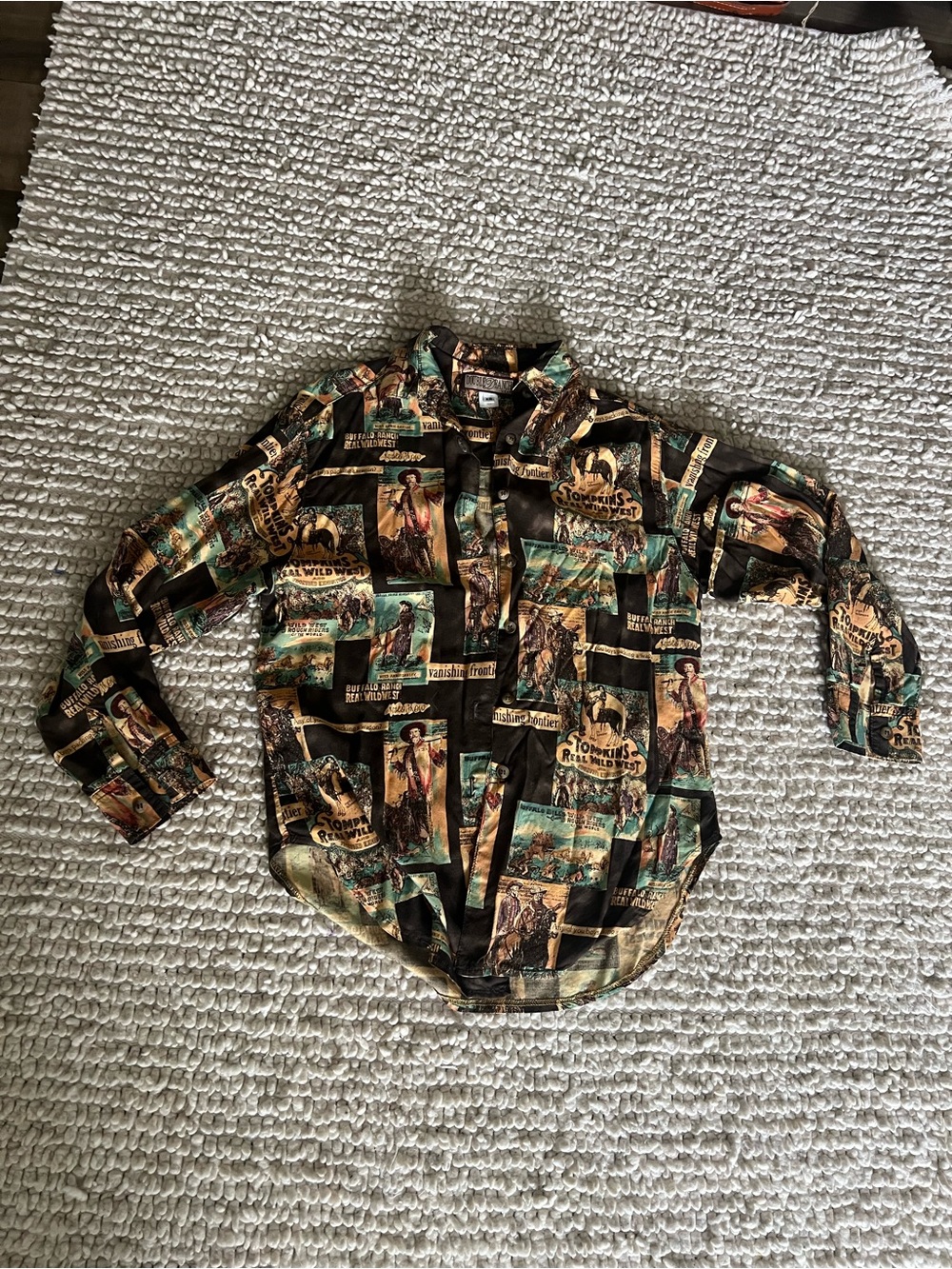 Vintage Western Print Long-Sleeve Shirt - Double D Ranch